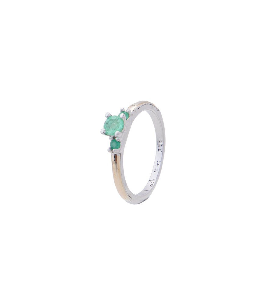 Top Quality 925 Sterling Silver Ring Emerald Gemstone Floral Zircon Ri